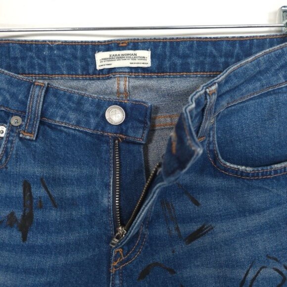 ZARA WOMAN DENIM PREMIUM COLLECTION Graffiti Size 2 RARE Blue Jeans 9863/265 - Picture 8 of 12